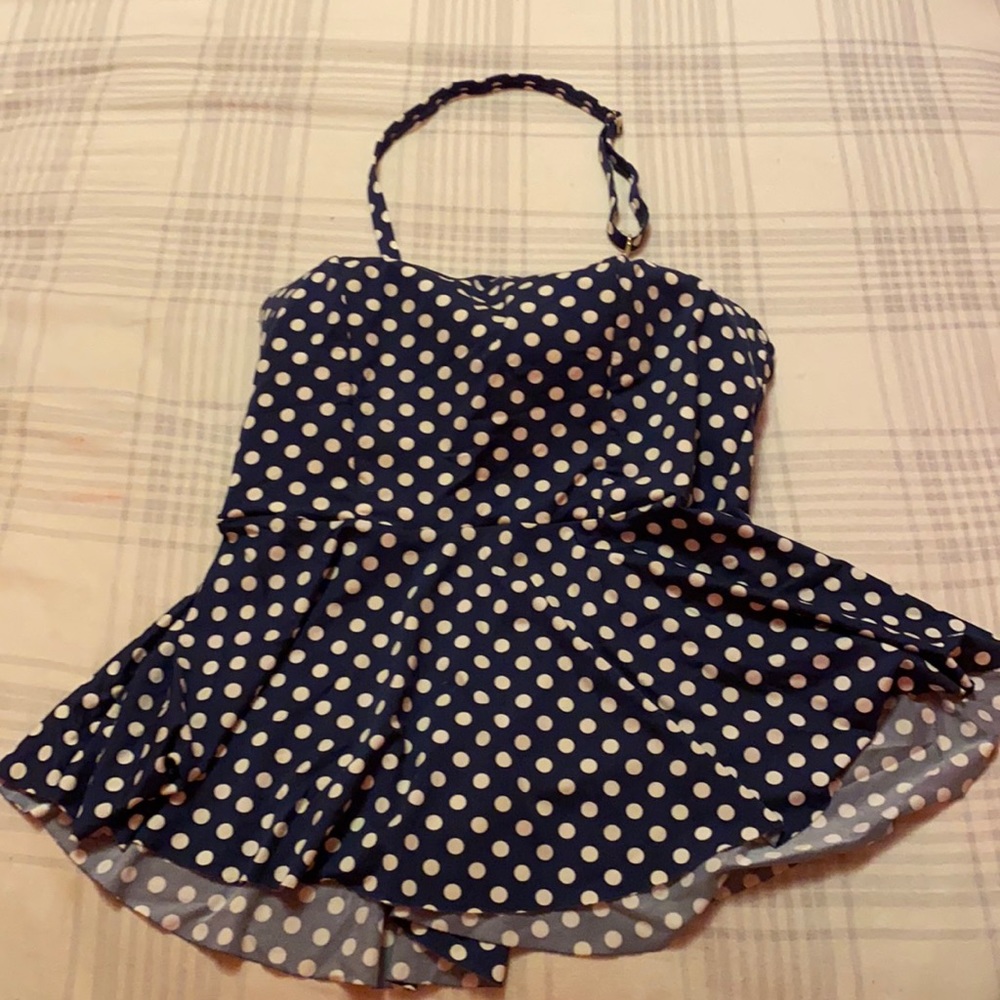 Marona navy polka dot swim top